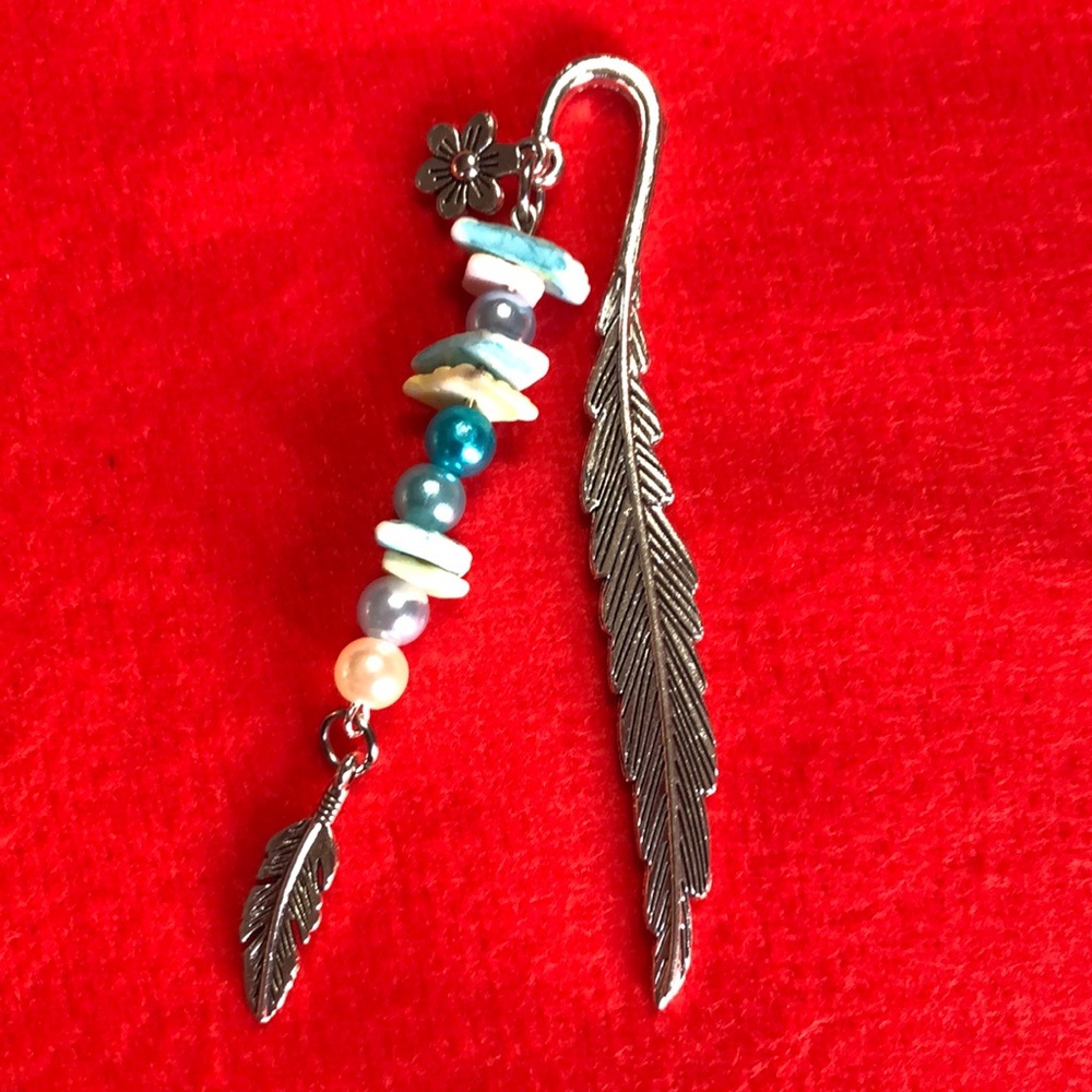 NWT, Handmade by A Charmed Life. Silver Feather Bookmark